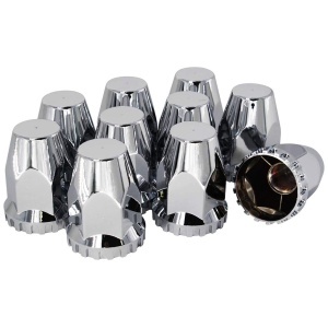 TR10326 | 10 pcs of 33mm Chrome Screw-on Lug Nut Covers for Semi Trucks