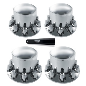 TR584-TWC | 4 pcs of Chrome Plastic Rear Wheel Cover w/ 33MM Lug Nut Covers