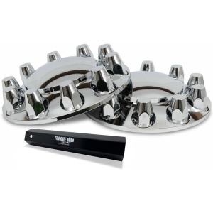 TR583-TWC | Pair of Chrome Plastic Front Wheel Cover w/ 33MM Lug Nut Covers