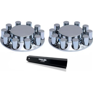 TR612-TWC | Chrome Plastic - Front Wheel Cover Set, w/ 33 mm Lug Nut Covers