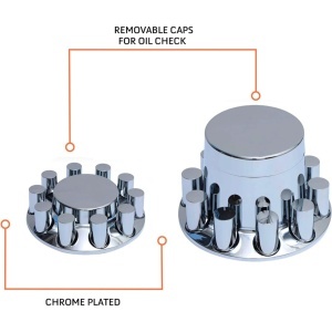 TR615-TWCS | Chrome - Universal Wheel Cover Set, w/ 33 mm Cylinder Lug Nut Covers