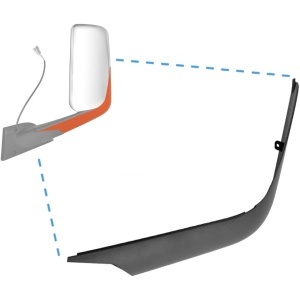 TRM310500BL | LH Door Mirror Arm Cover, Black,2018+, Freightliner New Cascadia