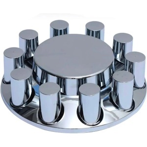 TR134-TWC | Chrome Plastic Universal Front Wheel Cover with 33MM Cylinder Screw-on Lug Nut Covers